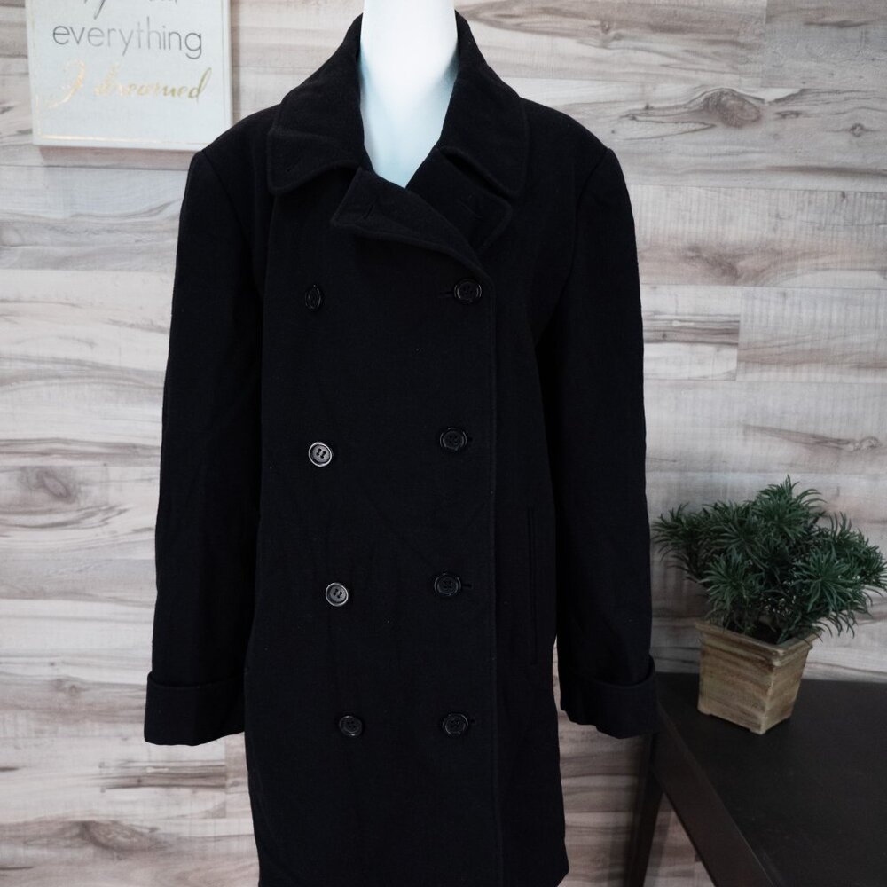 Donnybrook Coat Womens Black Wool Blend Peacoat Double Breasted - Picture 1 of 5